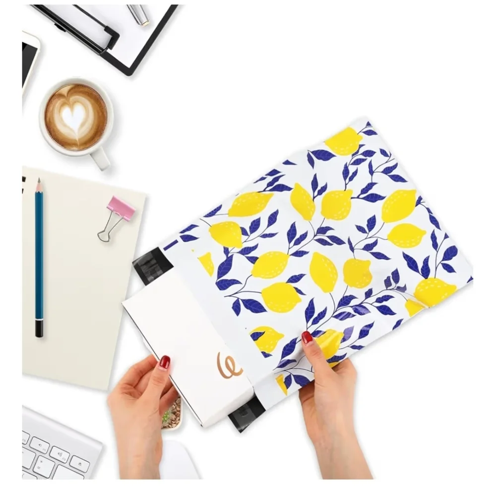 10x13 Lemon Print Polymailers 20-Pack Self-Seal Waterproof Shipping Envelopes